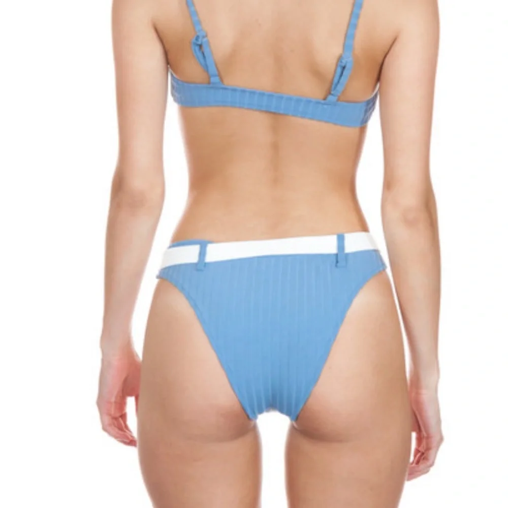 NWT Solid & Stripped Bikini Bottoms The Rachel Bikini Bottoms Belted Ice Blue
